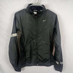 Nike Windbreaker Women's XSmall‎ Black Vapor Running Jacket Full Zip Stretch Euc